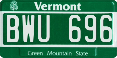 VT license plate BWU696
