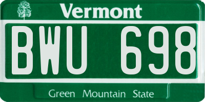 VT license plate BWU698