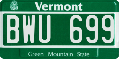 VT license plate BWU699