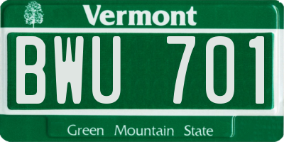 VT license plate BWU701