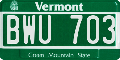 VT license plate BWU703