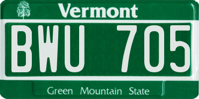 VT license plate BWU705