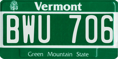 VT license plate BWU706