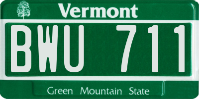 VT license plate BWU711