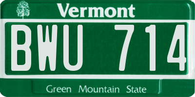 VT license plate BWU714