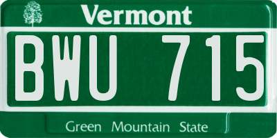 VT license plate BWU715