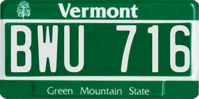 VT license plate BWU716
