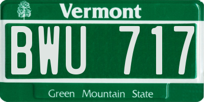 VT license plate BWU717