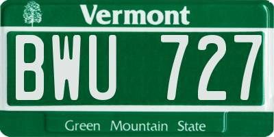 VT license plate BWU727
