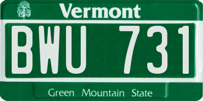 VT license plate BWU731