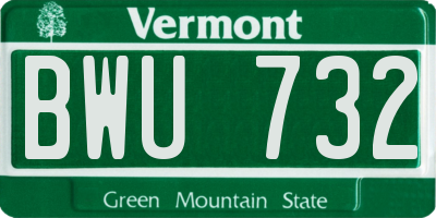 VT license plate BWU732