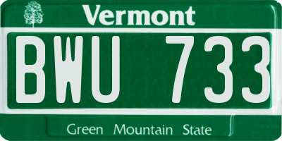 VT license plate BWU733