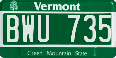 VT license plate BWU735
