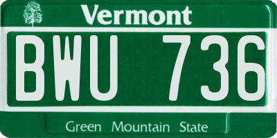 VT license plate BWU736