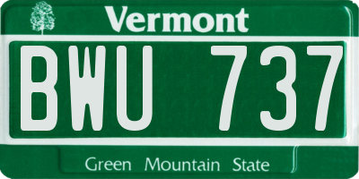 VT license plate BWU737