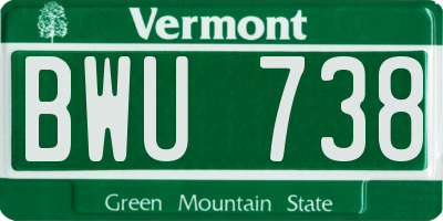 VT license plate BWU738