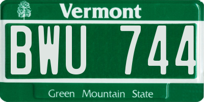VT license plate BWU744