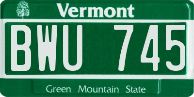 VT license plate BWU745