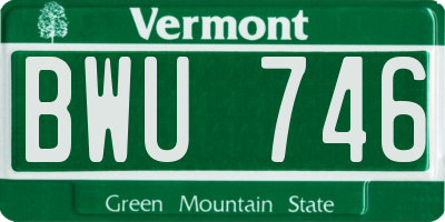 VT license plate BWU746
