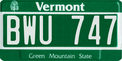 VT license plate BWU747