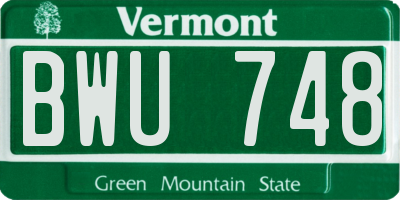 VT license plate BWU748