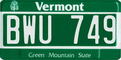 VT license plate BWU749