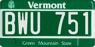 VT license plate BWU751