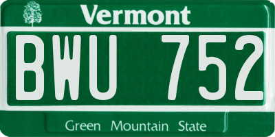 VT license plate BWU752