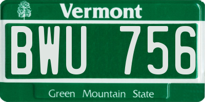 VT license plate BWU756