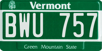 VT license plate BWU757