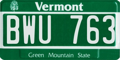VT license plate BWU763
