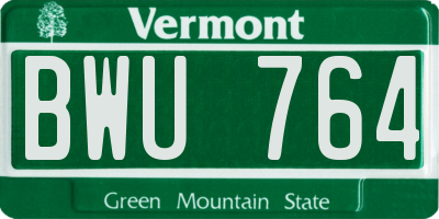 VT license plate BWU764