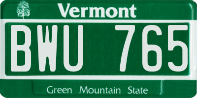 VT license plate BWU765