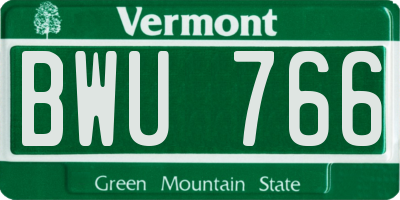 VT license plate BWU766