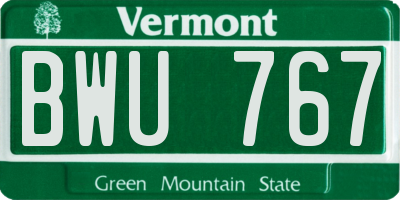 VT license plate BWU767