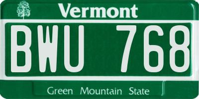 VT license plate BWU768