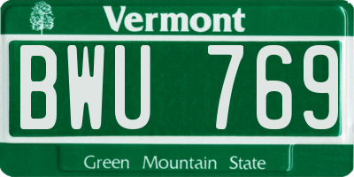 VT license plate BWU769