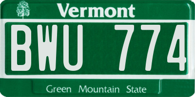 VT license plate BWU774