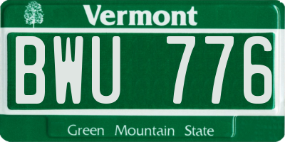 VT license plate BWU776