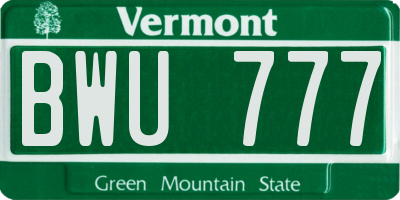 VT license plate BWU777