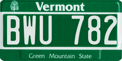 VT license plate BWU782