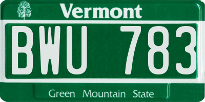 VT license plate BWU783