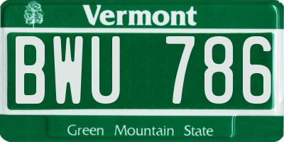 VT license plate BWU786