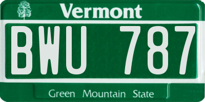 VT license plate BWU787