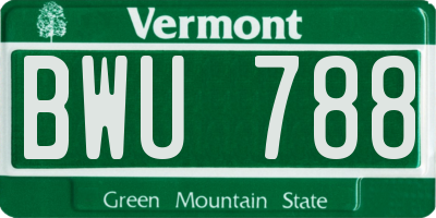VT license plate BWU788