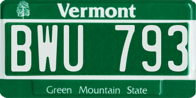 VT license plate BWU793