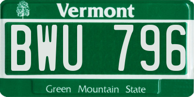 VT license plate BWU796