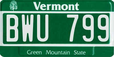 VT license plate BWU799