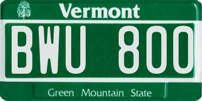 VT license plate BWU800