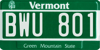 VT license plate BWU801